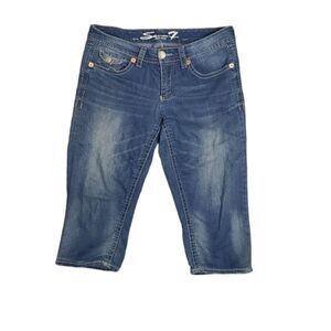 Y2K SEVEN7‎ low rise stretch back flap pocket crop capri jeans 10